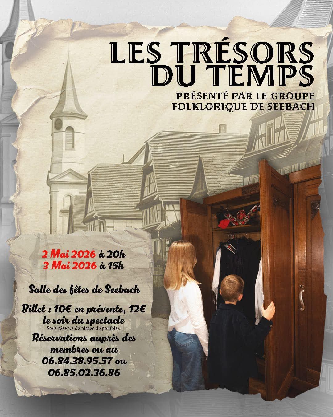 Affiche de l'événement Les Trésors du Temps organisés par le Groupe folklorique de Seebach les 2 et 3 mai 2026